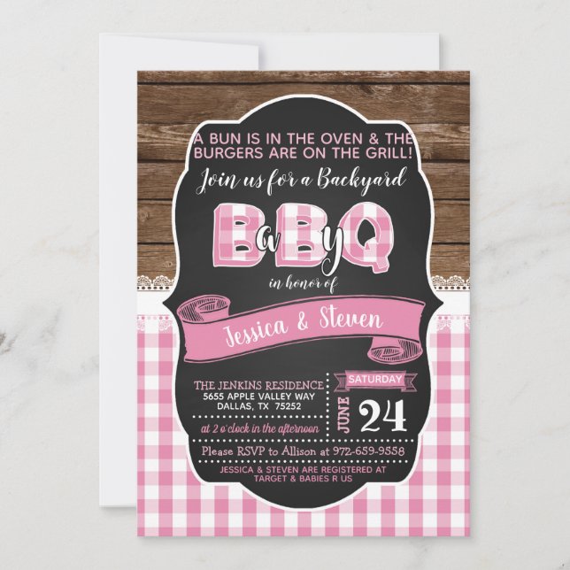 Baby Q Baby Shower Invitation for Girl- Pink (Front)