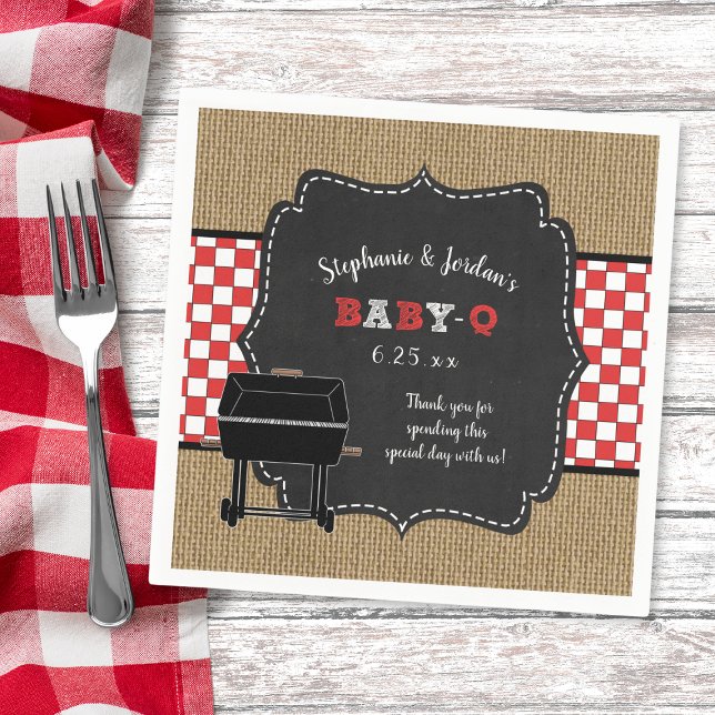 Baby Q baby shower, neutral couples shower decor Napkin (Creator Uploaded)