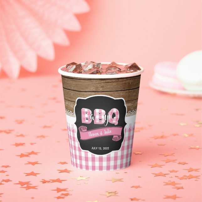 Baby Q Baby Shower Paper Cup - Light Pink (Insitu)