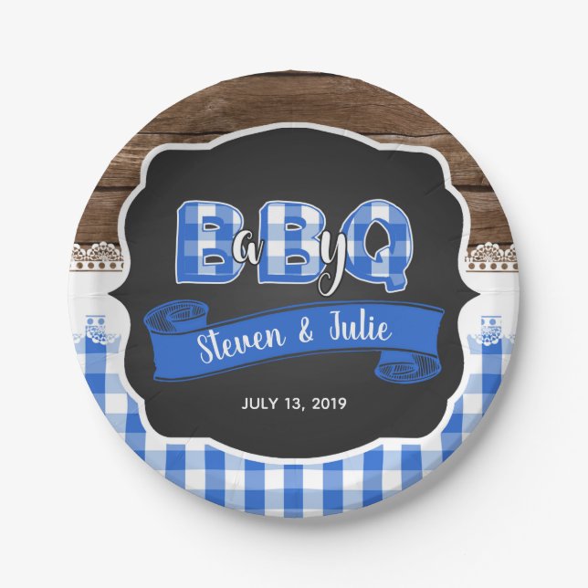 Baby Q Baby Shower Paper Plate - Blue (Front)