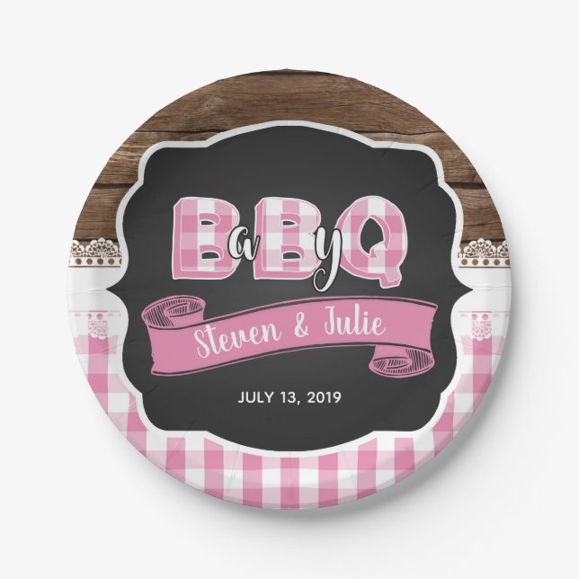 Baby Q Baby Shower Paper Plate - Light Pink (Front)