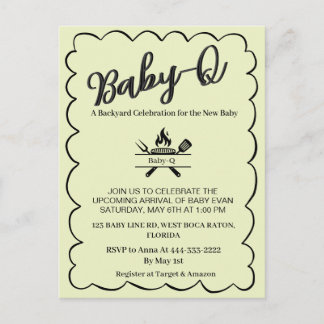 Baby-Q Backyard Baby Shower   BBQ Baby  Postcard