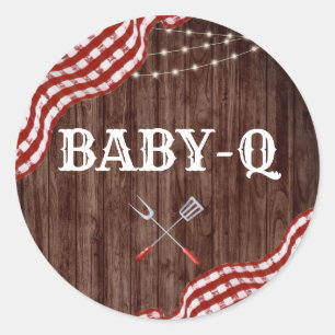 Baby-Q Backyard BBQ Couples Shower Favours Sticker