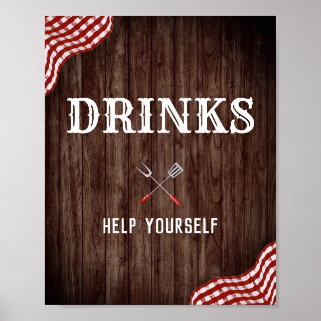 Baby Q Backyard BBQ Decorations Drinks Poster (Front)