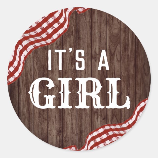 Baby-Q Backyard BBQ Gender Reveal It's A Girl Classic Round Sticker (Front)