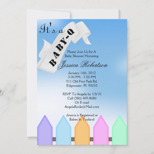 Baby Q Bar-B-Q Shower, Cute Invitation (Front)