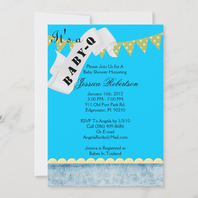 Baby Q Bar-B-Q Shower, Cute Invitation (Front)