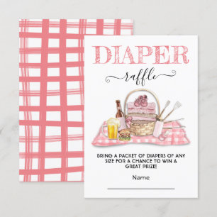 Baby Q Barbecue Shower Pink Diaper Raffle card