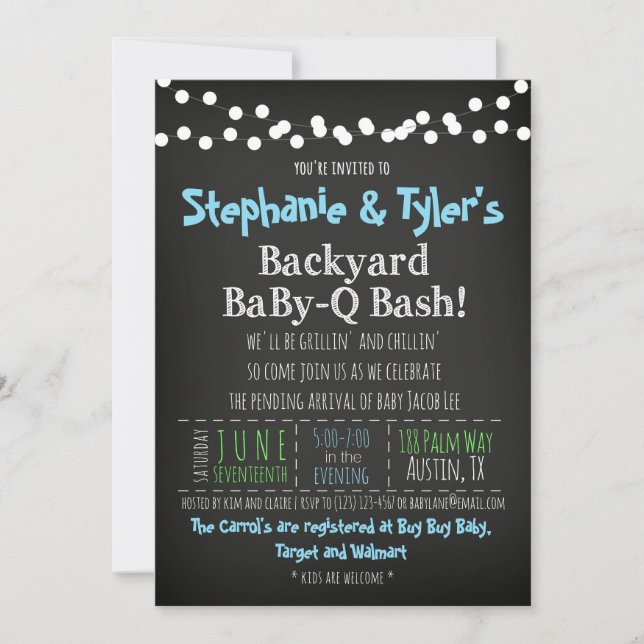 BaBy-Q BBQ Baby Boy Shower Invitation Book Card (Front)