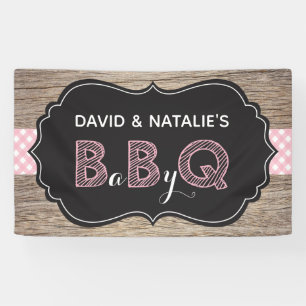 Baby Q BBQ Baby Shower Banner Pink