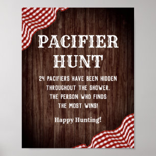 Baby Q BBQ Baby Shower Pacifier Hunt Game Sign