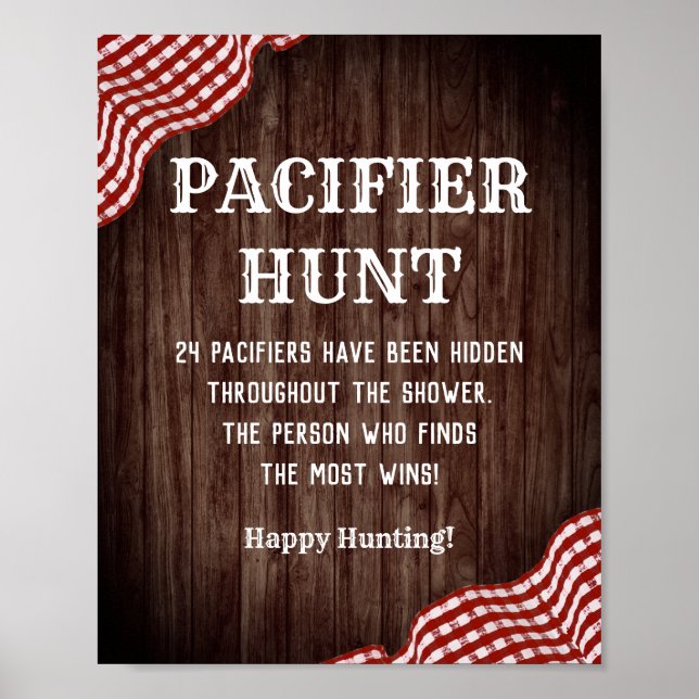 Baby Q BBQ Baby Shower Pacifier Hunt Game Sign (Front)