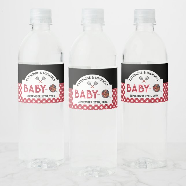Baby-Q BBQ Barbecue Baby Shower Favour Water Bottle Label (Bottles)