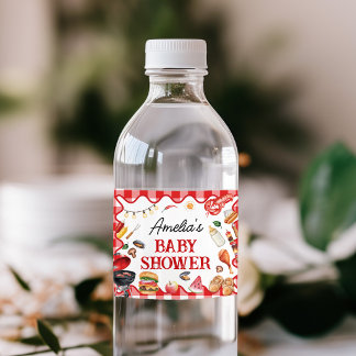 Baby Q BBQ Cookout Baby Shower Water Bottle Label