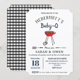 Baby-Q BBQ Party Backyard Barbecue Baby Shower  Invitation