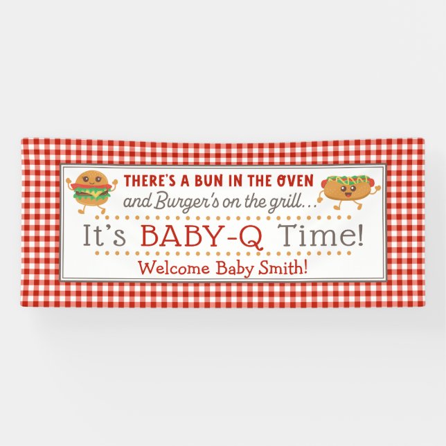 Baby-Q BBQ themed gender reveal banner (Horizontal)
