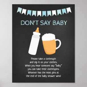 Baby Q Beer Boy Baby Shower Don't Say Baby Game Poster