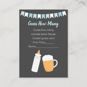Baby-Q Beer Couples Boy Baby Shower Guess How Many Enclosure Card