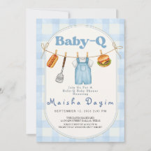 Baby-Q Blue Gingham Clothesline Baby Shower