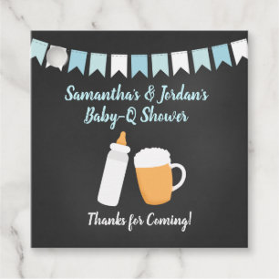 Baby-Q Boy Baby Shower Beer Bottle Square Favour Tags