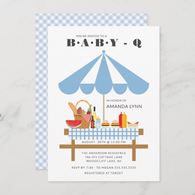 Baby Q Boys Baby Shower  Invitation (Front/Back)