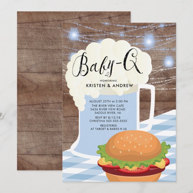 BABY - Q Boys Baby Shower Invitation (Front/Back)