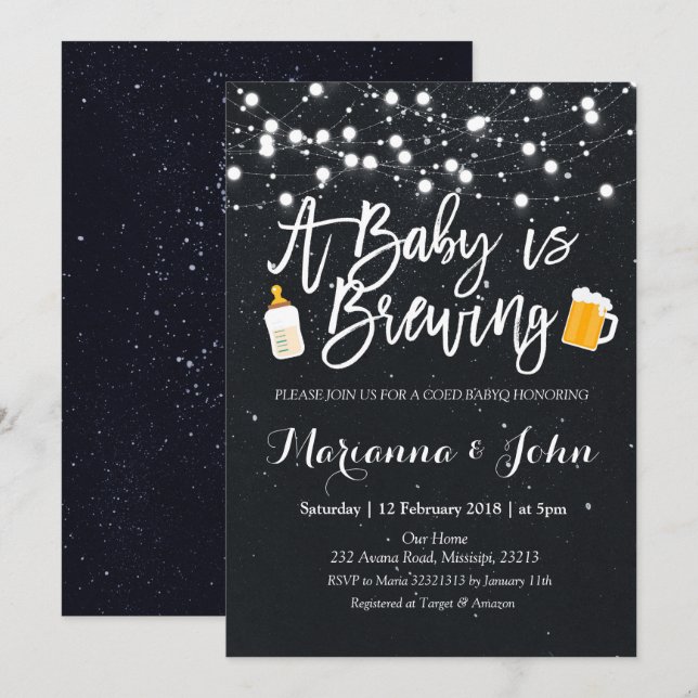 Baby Q Coed BBQ Baby is brewing shower invitation (Front/Back)