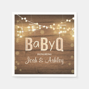 Baby Q Coed BBQ Baby Shower Paper Napkins Rustic