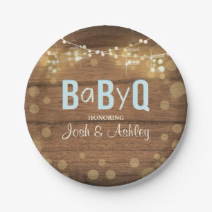 Baby Q Coed BBQ Baby Shower Paper Plates Rustic
