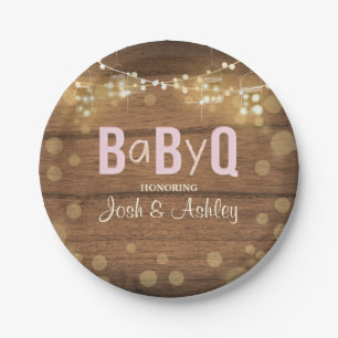 Baby Q Coed BBQ Baby Shower Paper Plates Rustic