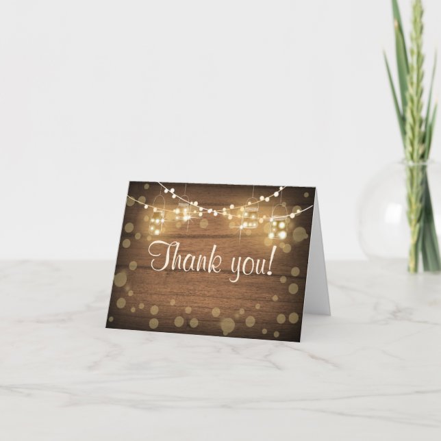 Baby Q Coed BBQ Baby Shower Thank You Card Rustic (Front)