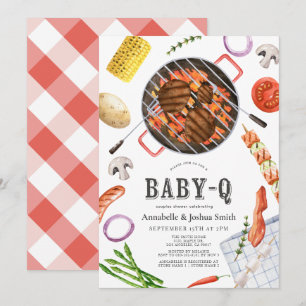 Baby-Q Colourful Food BBQ Co-Ed Baby Shower Invitation