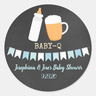 Baby-Q Couples Beer Baby Shower Favour Classic Round Sticker