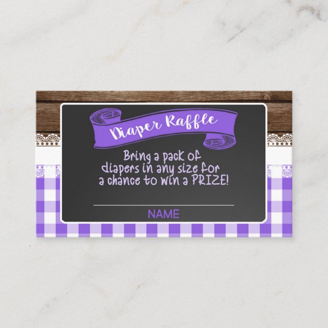 Baby Q Diaper Raffle Card - Purple (Front)
