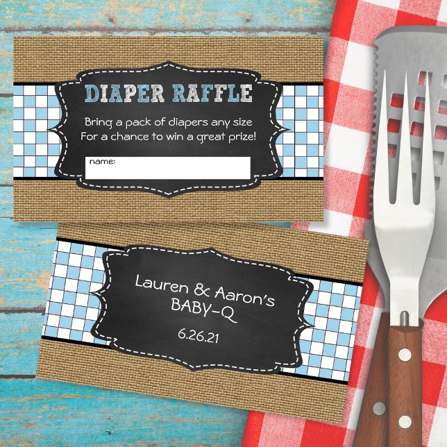 Baby Q Diaper Raffle Tickets / BOY baby shower Enclosure Card (Creator Uploaded)