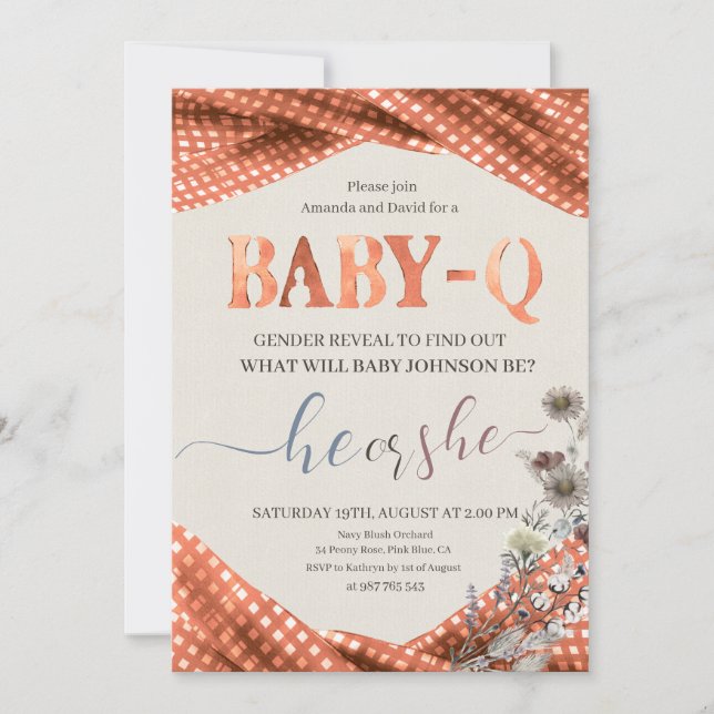 Baby q Gender Reveal Invitation (Front)