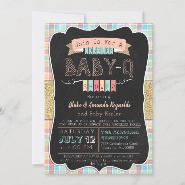 Baby-Q Girl Baby Shower Invitation (Front)