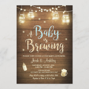 Baby Q invitation Coed BBQ Baby brewing Boy blue