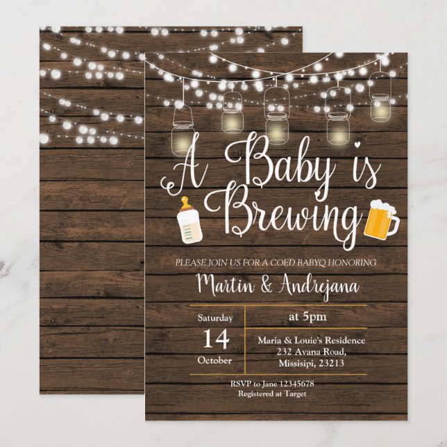Baby Q invitation Coed BBQ Baby brewing invite (Front/Back)