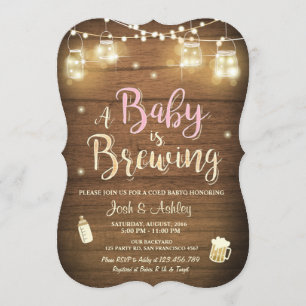 Baby Q invitation Coed BBQ Baby brewing Pink Girl