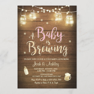 Baby Q invitation Coed BBQ Baby brewing Pink Girl