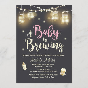 Baby Q invitation Coed BBQ Baby brewing Pink Girl