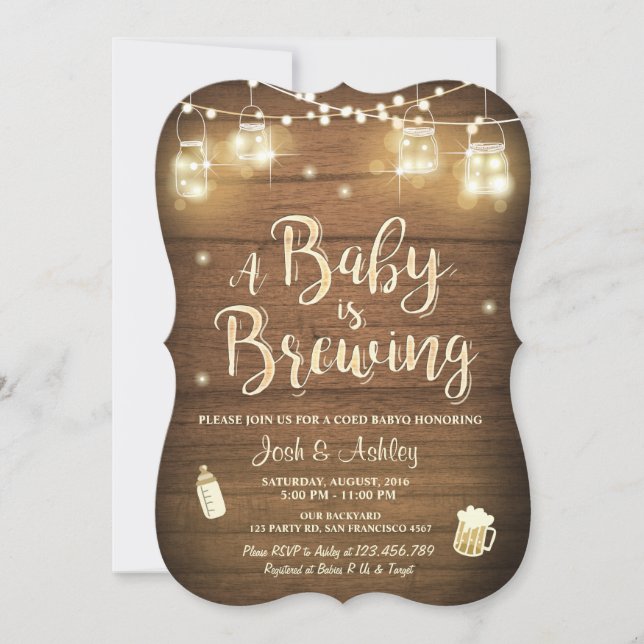 Baby Q invitation Coed BBQ Baby brewing shower (Front)