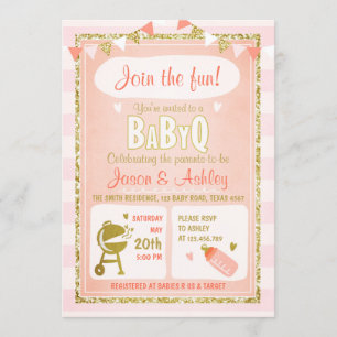 Baby Q invitation Coed BBQ Baby Shower Invite Pink