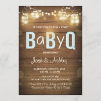 Baby Q invitation Coed BBQ Baby Shower Rustic Blue