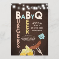Baby Q invitation Coed BBQ Baby Shower Rustic Boy