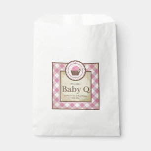 Baby Q Pink Gingham and Cupcake Favour Bags