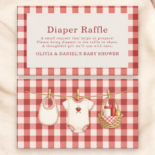 Baby-Q Red Gingham Diaper Raffle Baby Shower Enclosure Card