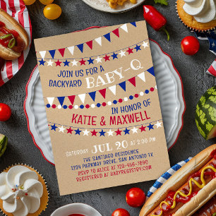 Baby-Q Red White Blue Baby Shower Invitation