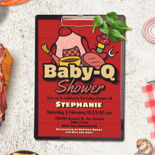 Baby-Q Shower - Barbeque BBQ Grill Baby Shower Invitation